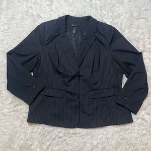 LANE BRYANT Plus Size 24 Black Pinstripe Blazer Tailored Career Jacket Lined